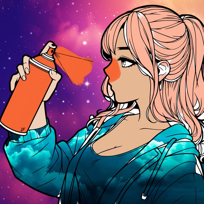 a realistic girl spray, painting