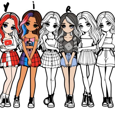 a group of girls realistic