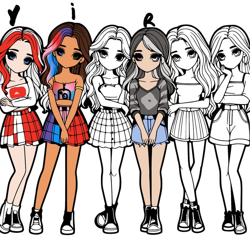 a group of girls realistic