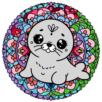 a cute baby seal mandala