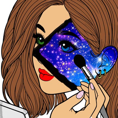 a realistic girl doing her makeup