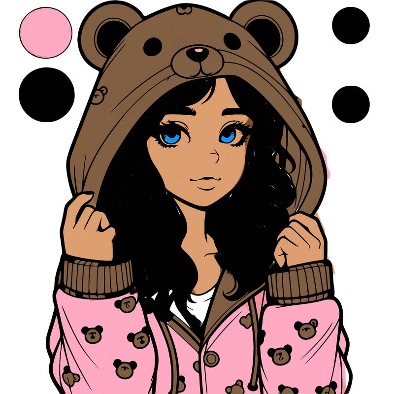 realistic girl in a animal pjs hoodie