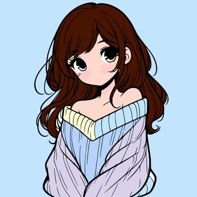 shy pretty girl wearing a sweater that is falling off one shoulder portrait