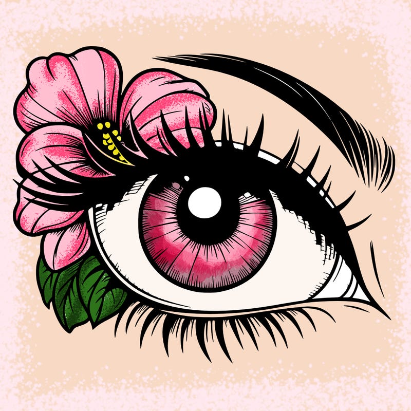 realistic eye with flower