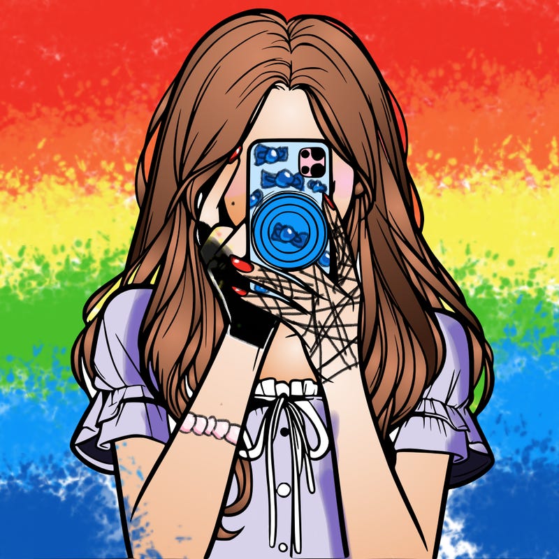 a realistic girl holding her phone taking pictures