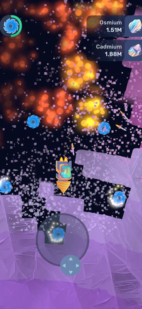 Planet Crusher: Mine & Attack - Spaceship drilling into a planet surface to mine resources