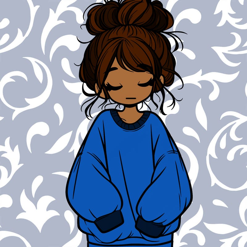 girl with baggy sweatshirt and messy bun