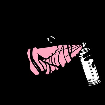 a realistic girl spray painting