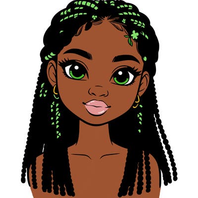 a realistic black girl with braids