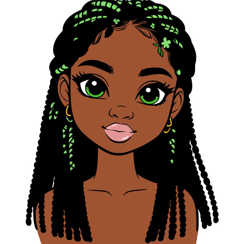 a realistic black girl with braids