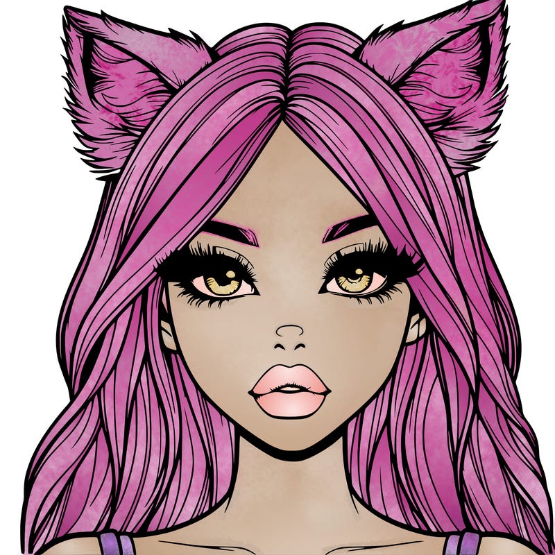 realistic girl with fox ears and realistic lips