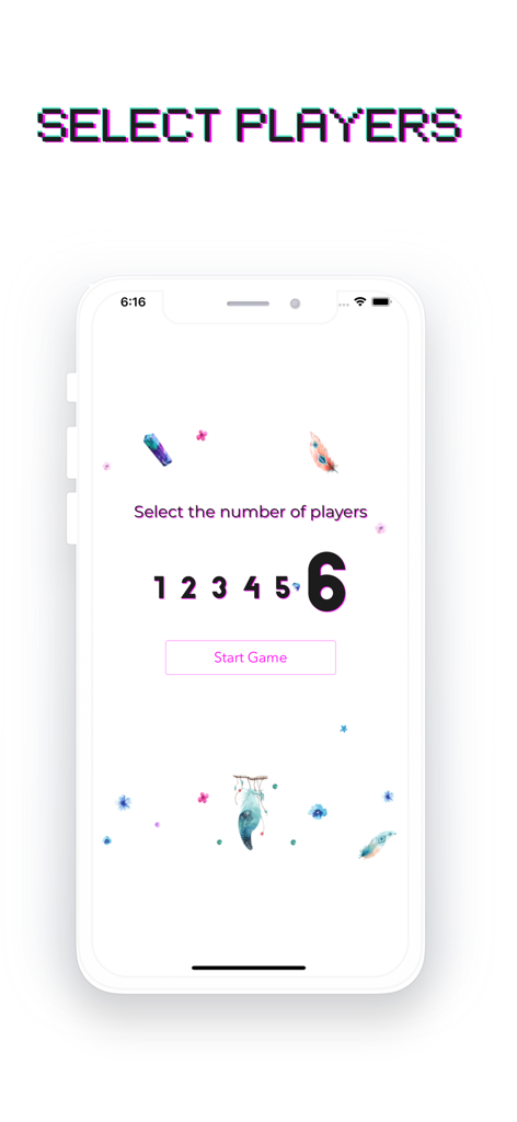 Player selection screen for the Leela Chakra Ai spiritual wellness game featuring a list of numbers from one to six and a start game button