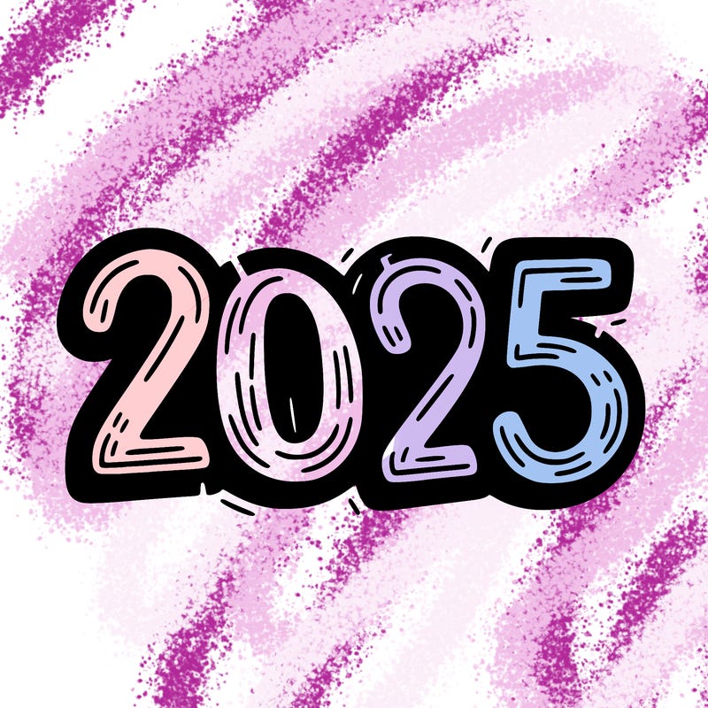 one line scrawled numbers sketch design “2025”