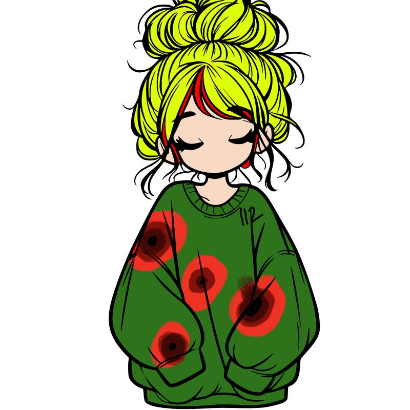 girl with baggy sweatshirt and messy bun