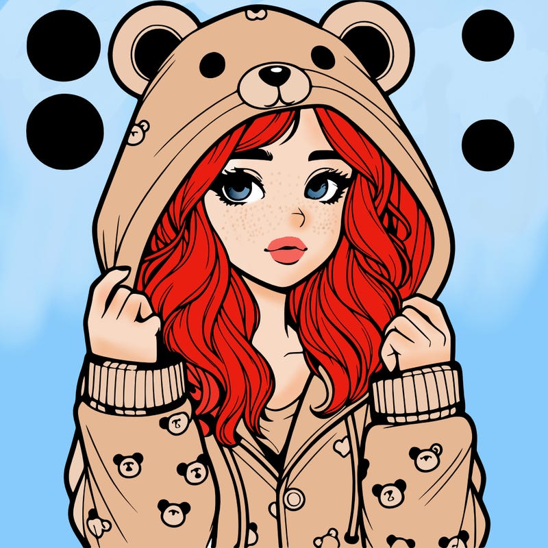 realistic girl in a animal pjs hoodie