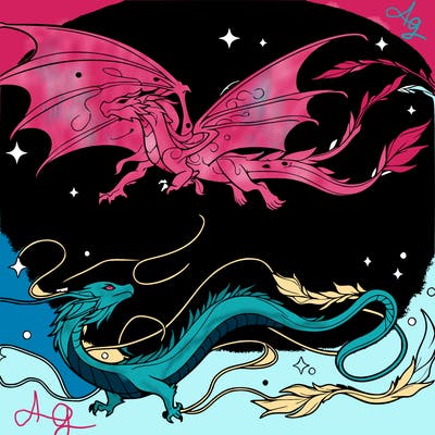 toothless and the light fury on there fliet