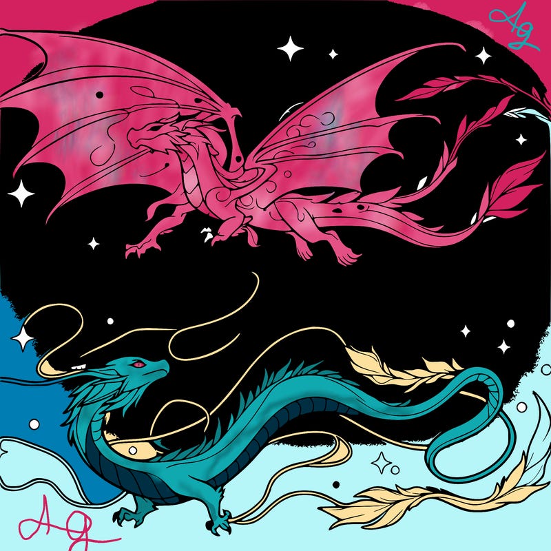 toothless and the light fury on there fliet