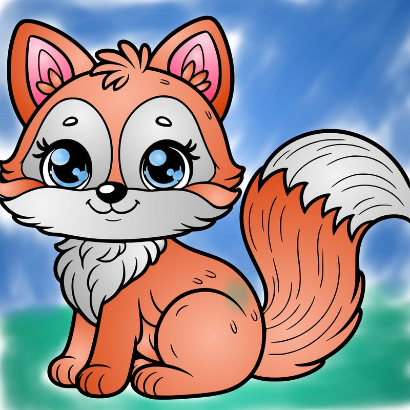 fox with big sweet eyes and a beautiful tail