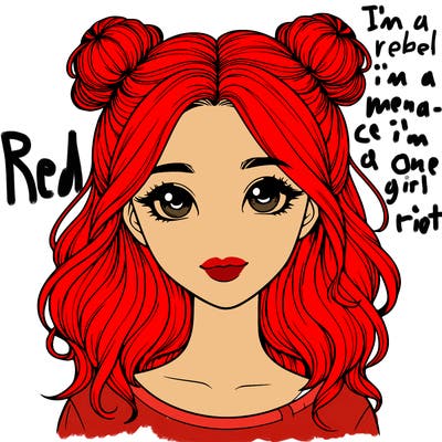realistic girl with a pretty face and cute buns in her hair