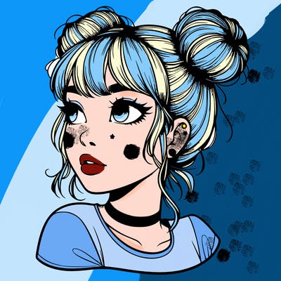 realistic girl with spacebuns