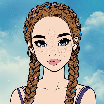 realistic girl with braids