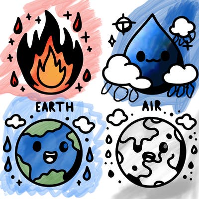 fire, earth, water,air