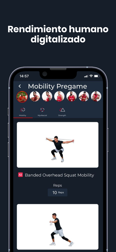 SoloPerformance - SoloPerformance app interface displaying a mobility pregame workout session with video guides