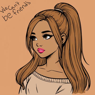 realistic girl with a high ponytail