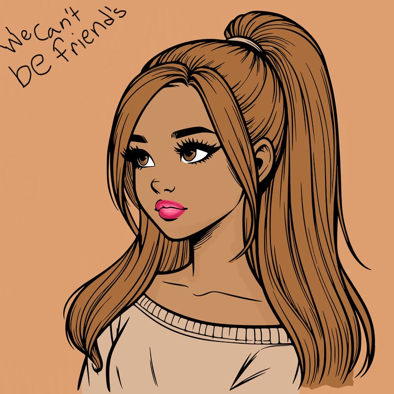 realistic girl with a high ponytail