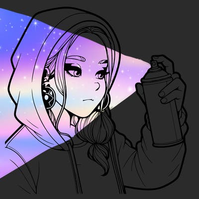 a realistic girl, spray painting