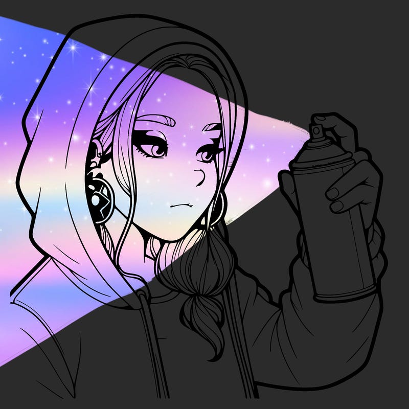 a realistic girl, spray painting