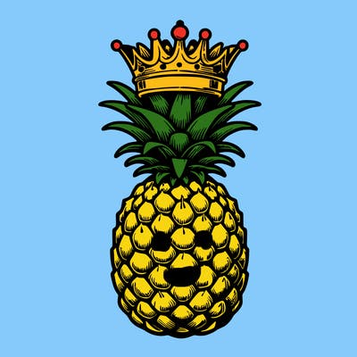 realistic pineapple with a royal crown
