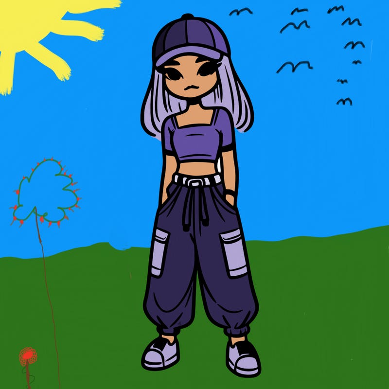 girl in crop topp and baggy pants