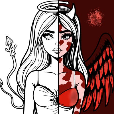 devil vs angel realistic girl