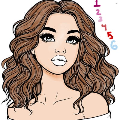 realistic girl with wavy hair and lips