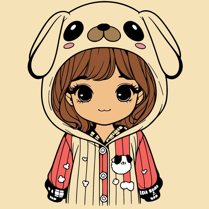 realistic girl in dog pjs