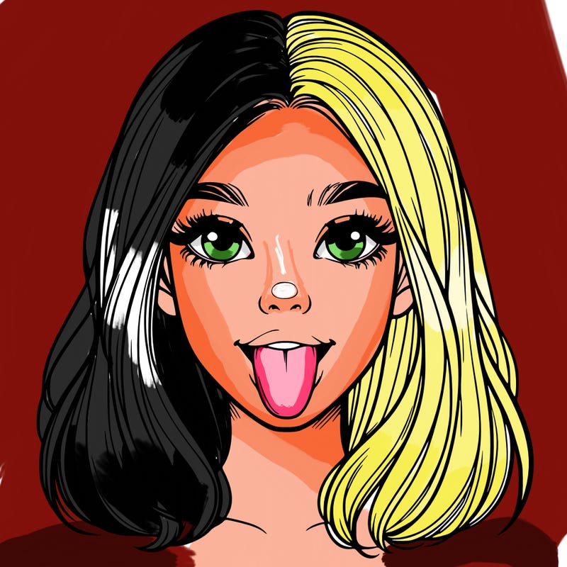 realistic girl with her tongue out