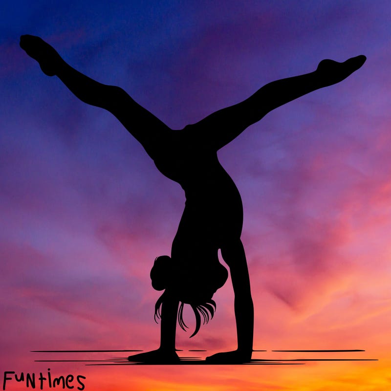 realistic gymnastic hand stand girl in four splits