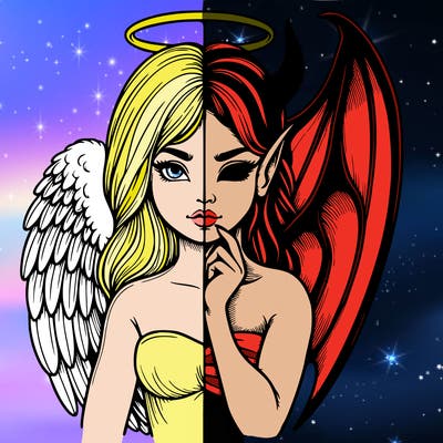 realistic angel half demon