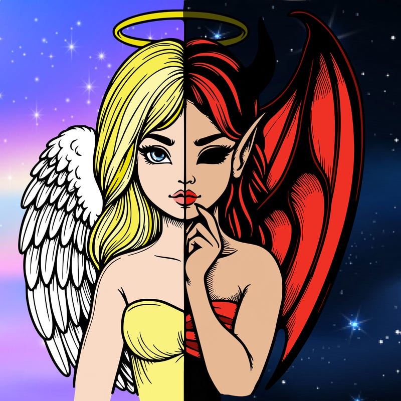 realistic angel half demon