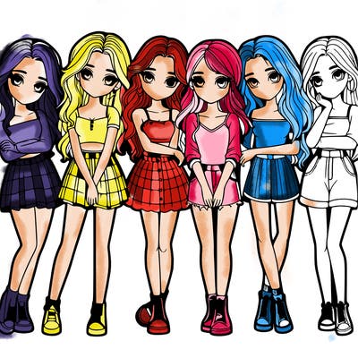 a group of girls realistic