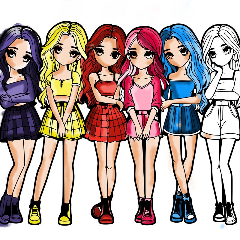 a group of girls realistic