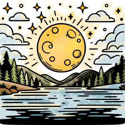 moonlight shining on a lake