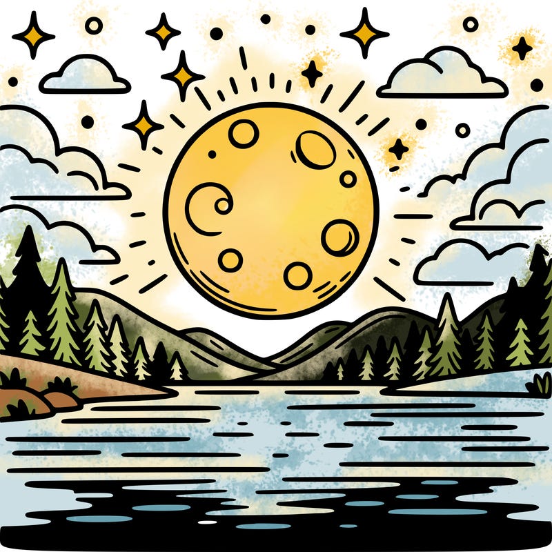 moonlight shining on a lake