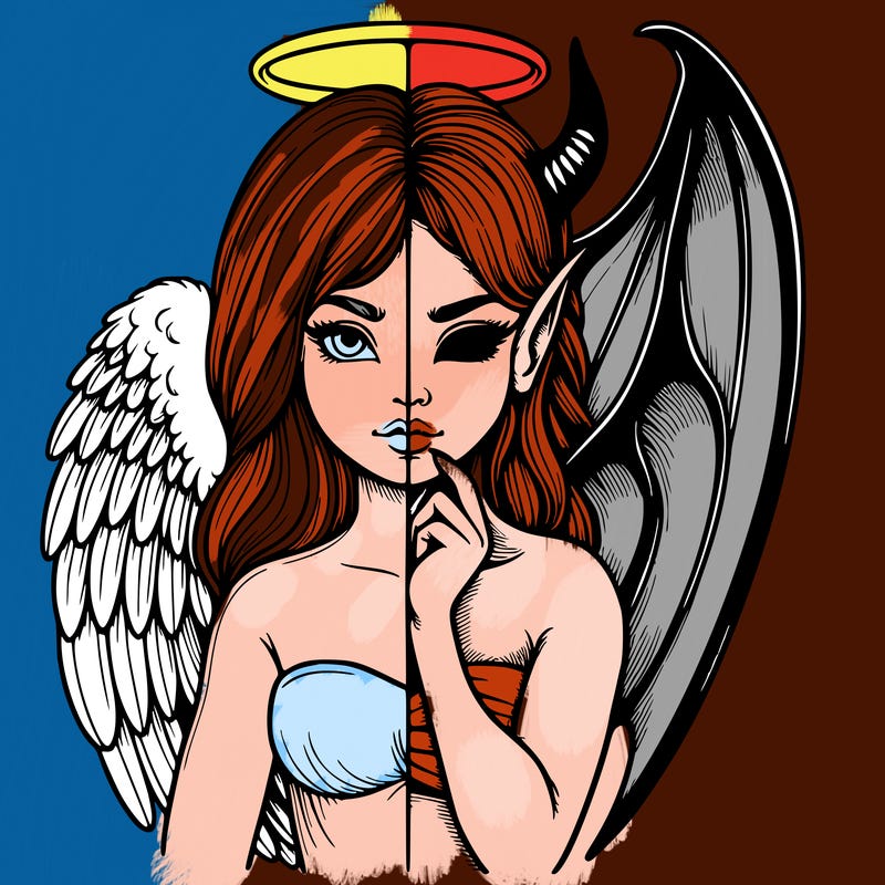 realistic angel half demon