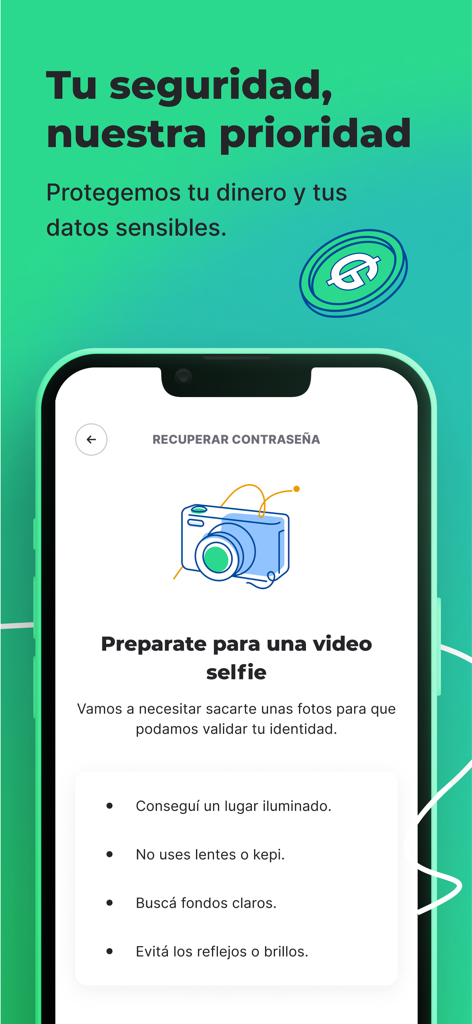 ueno - Un smartphone que muestra la pantalla de seguridad del banco ueno para la verificación de identidad a través de un proceso de selfie en video