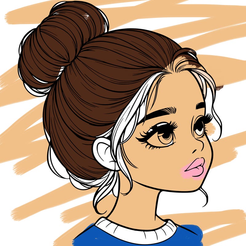 realistic girl with bun