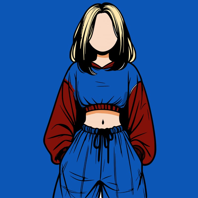 realistic girl faceless with baggy pants and a crop top