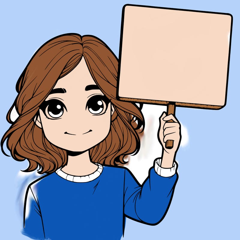 realistic girl holding up a sign