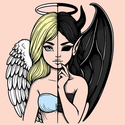 realistic angel half demon